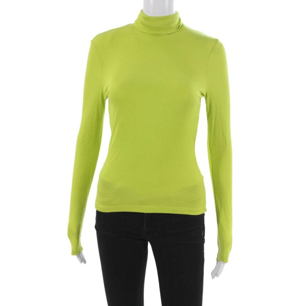 Sen Women Basic Turtleneck Long Sleeve T-Shirt Green Micro Modal Size 1